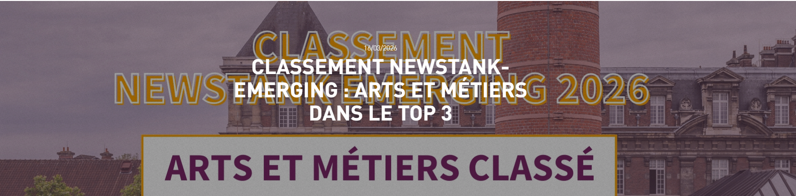 Classement NewsTank-Emerging : Arts et Métiers dans le top 3