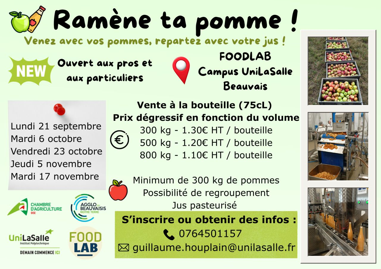 #Agriculteurs, producteurs, collectivités : il reste deux dates pour transformer vos pommes en jus au #FoodLab.