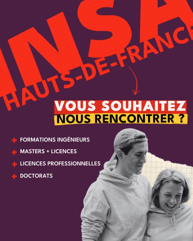 Retrouvez l'INSA Hauts-de-France lors de nos prochains rendez-vous ! 👇